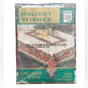 TABLECLOTH Christmas-themed HOLIDAY GLITTER PRINT Oblong 52”x 70”